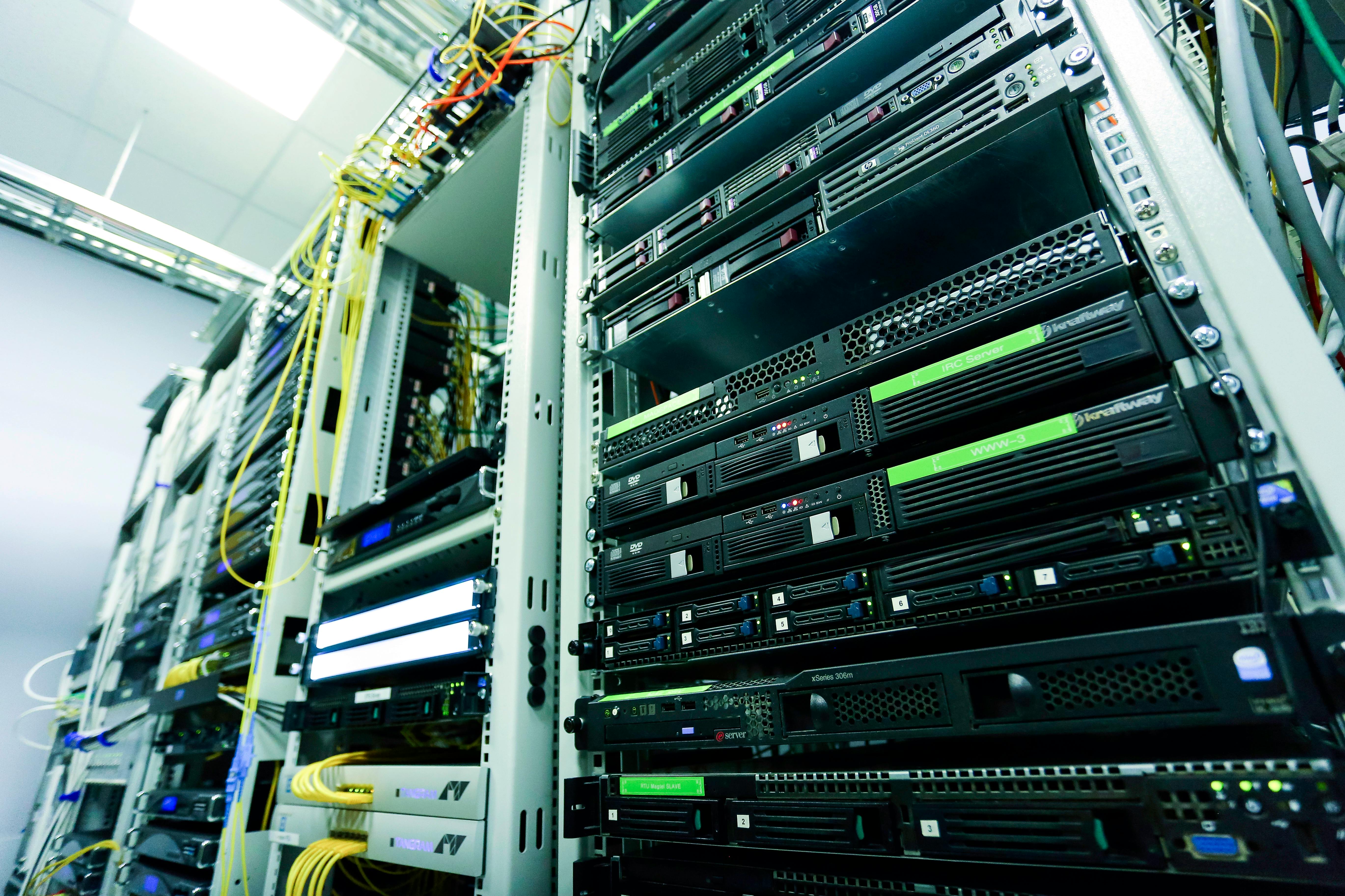 Server rack and network infrastructure in a data center